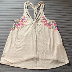 Hollister Beige Embroidered Tank